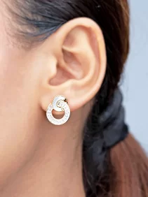 Baguette Interlocking Circle Stud Earrings