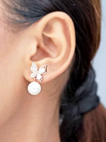 Pearl Butterfly Drop Earrings