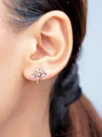 Pink & White Floral Bouquet Stud Earrings