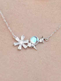 Snow Flower, Moon and Stars Pendant Chain