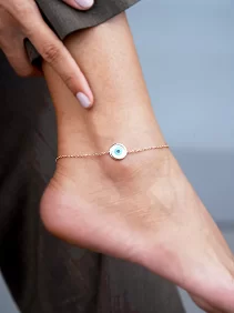 Mother of Pearl Evil Eye Single Anklet