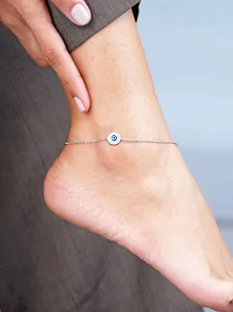 Double Row Zircon Evil Eye Single Anklet