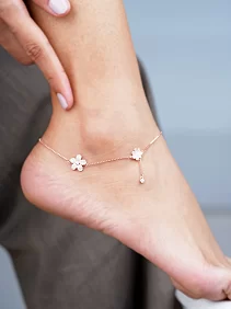 Flowers & Ball Bead Double Anklet