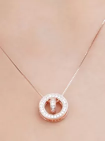 Zircon and Numeral Double Loop Pendant Chain