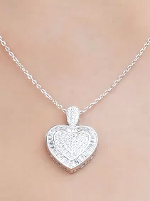 Baguette Big Heart Pendant Chain